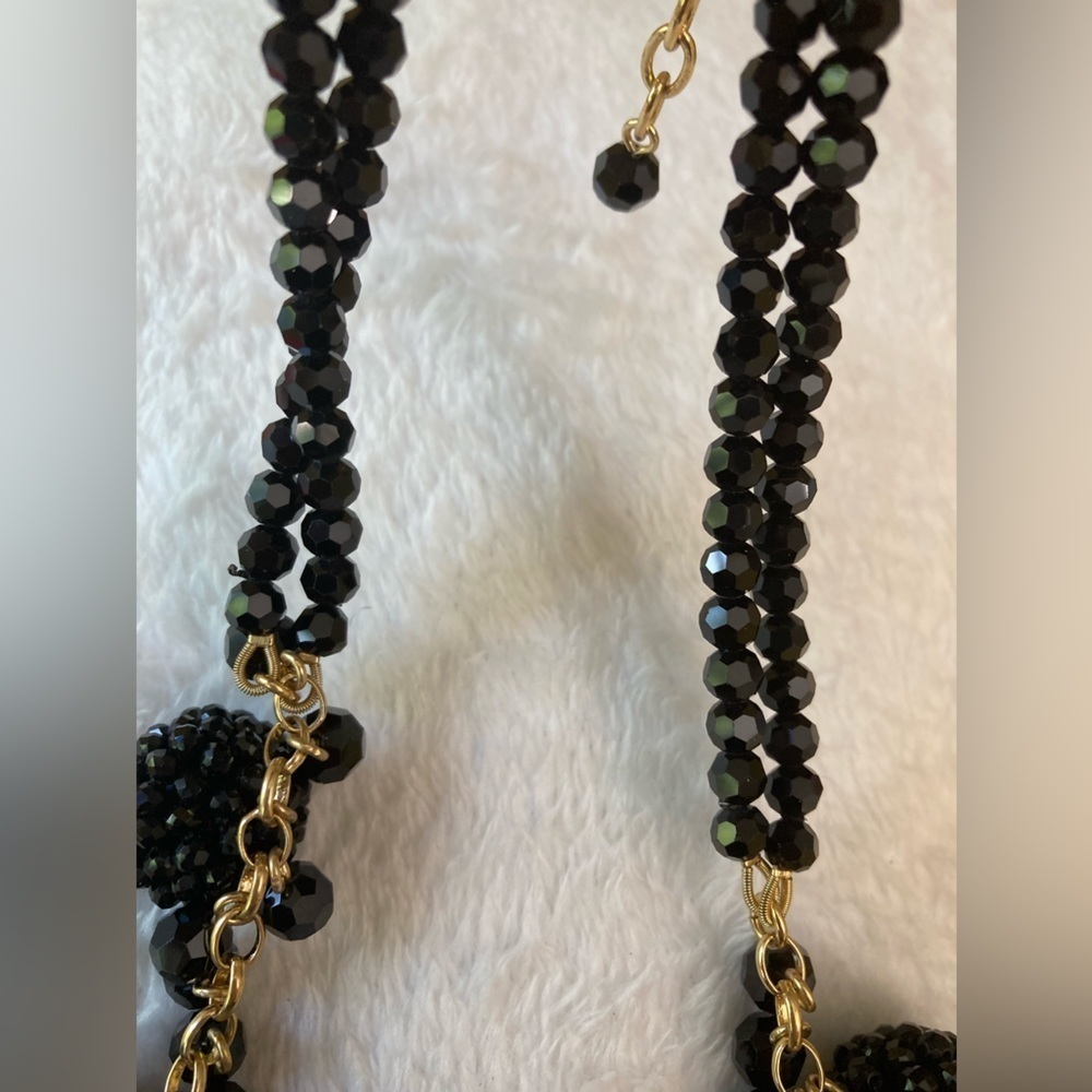Talbots Black Crystals Statement Bib Necklace - image 3